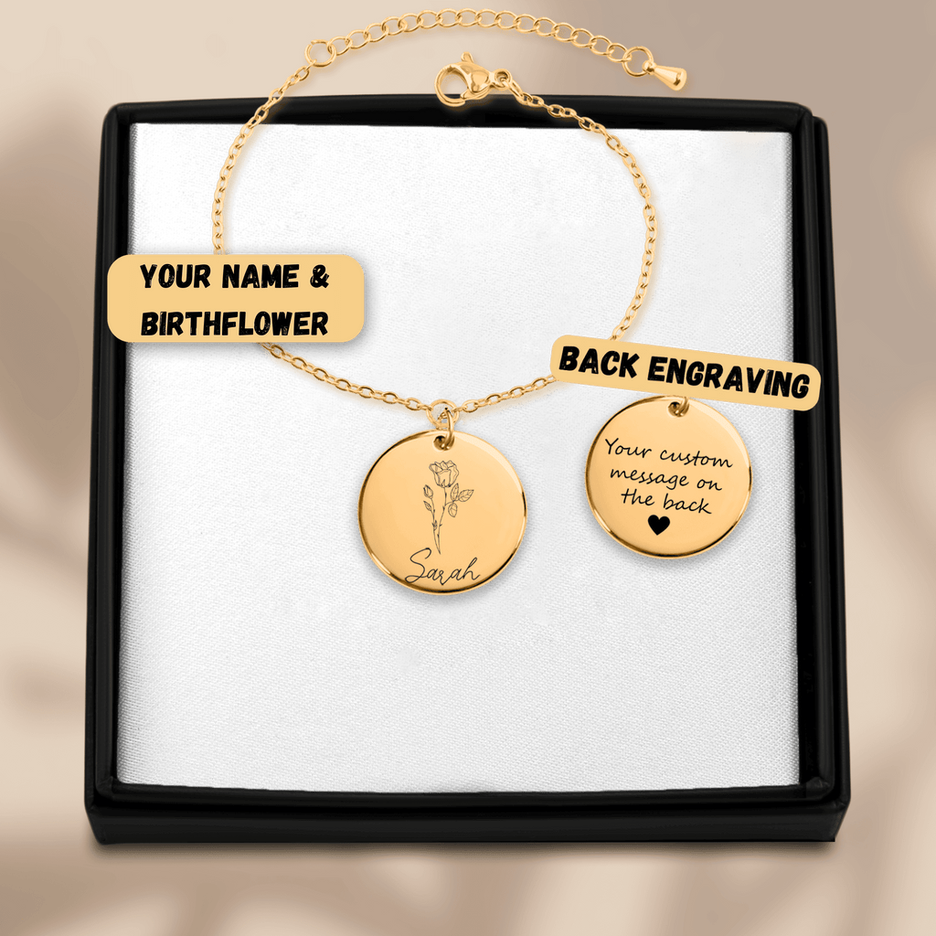 Pulsera flor de nacimiento y nombre personalizado