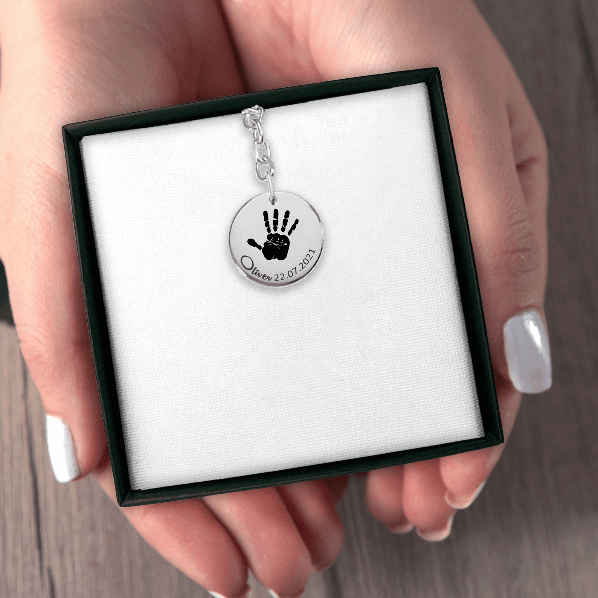 Llavero personalizado huella de mano