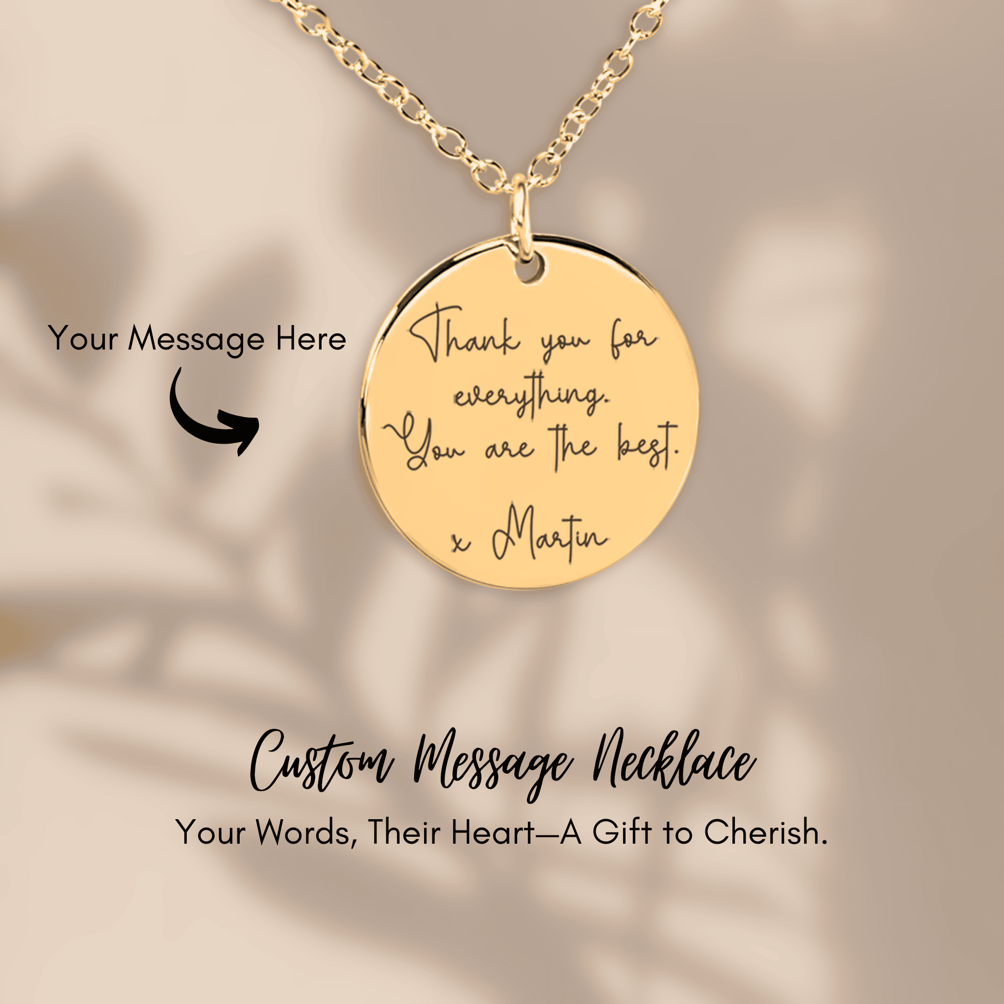 Collar con mensaje escrito a mano