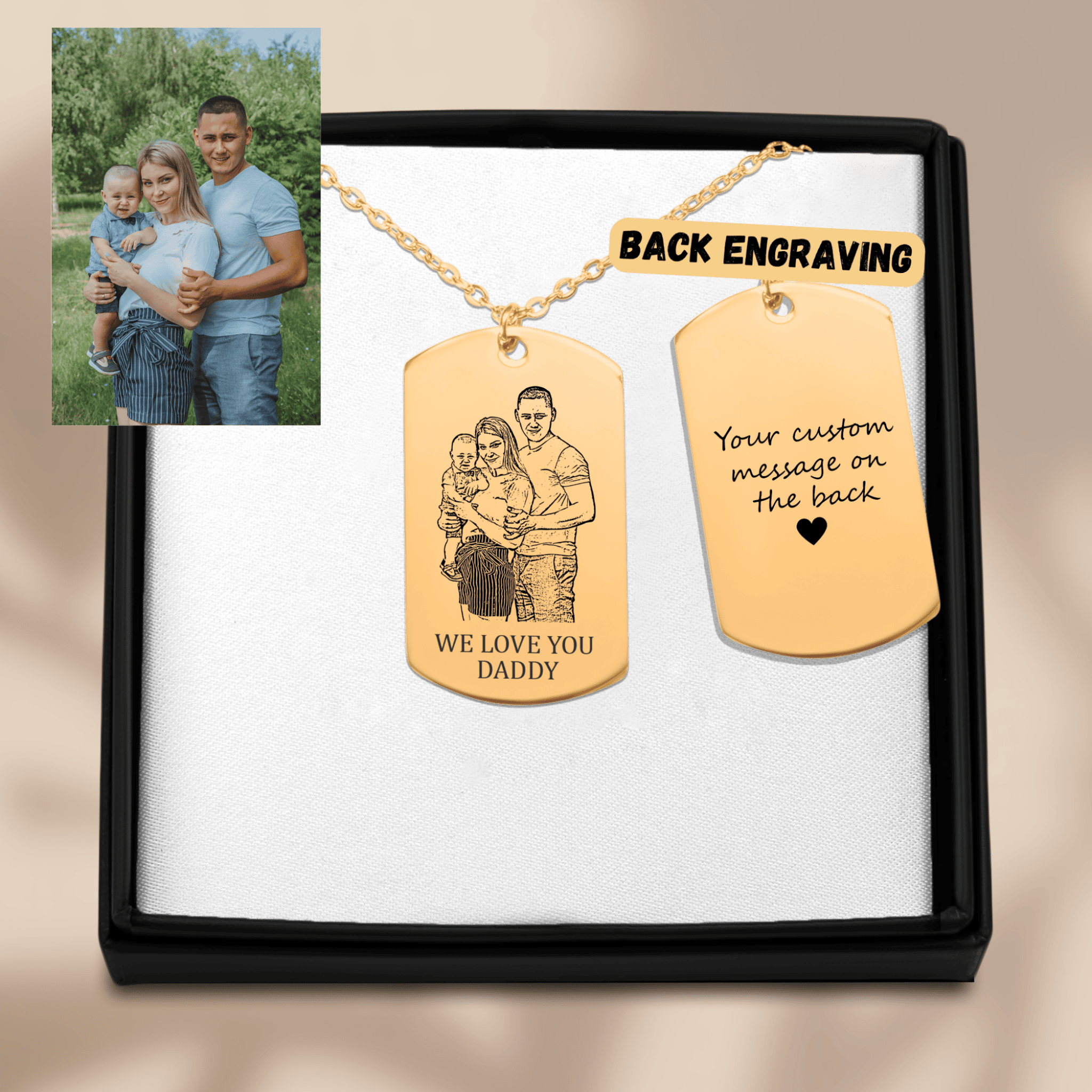 Collar con retrato familiar personalizado